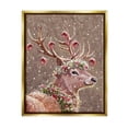 thumbnail image 1 of Stupell Industries Deer Antler Holiday Ornaments Holiday Painting Gold Floater Framed Art Print Wall Art, 1 of 6