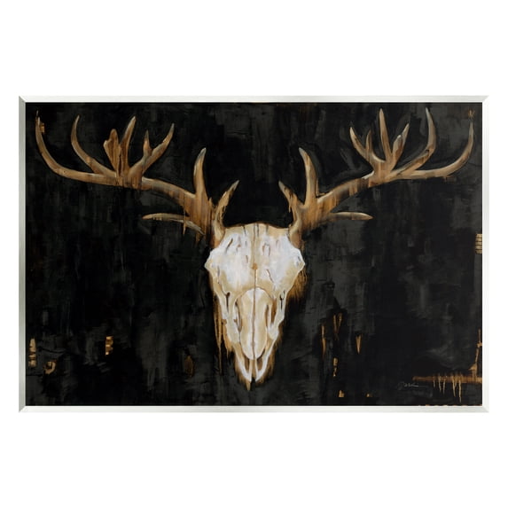 Stupell Industries Deer Antlers Skull Dark Rustic Animals & Insects Painting Unframed Art Print Wall Art