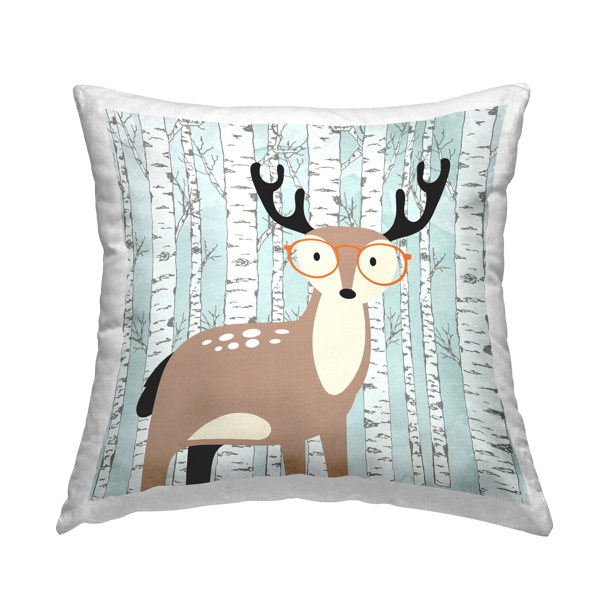 Stupell Industries Deer & Birch Trees Decorative Printed Throw Pillow, 18 x 18