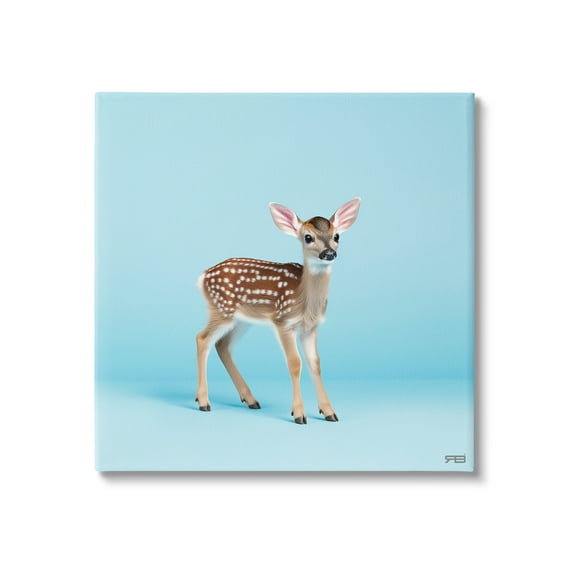 Stupell Industries Deer Fawn on Blue Animals & Insects Painting Gallery Wrapped Canvas Art Print Wall Art, 17 x 17