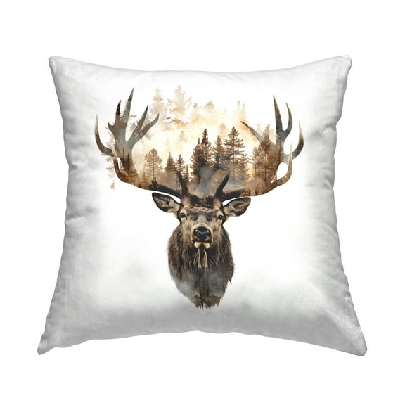 Stupell Industries Deer Forest Silhouette Decorative Printed Throw Pillow Design by LSR Design Studio.