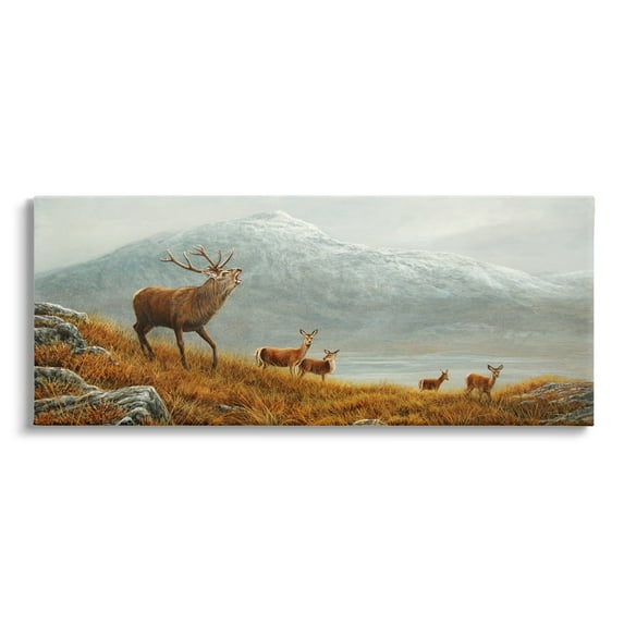 Stupell Industries Deer Herd Mountain Landscape Animals & Insects Painting Gallery Wrapped Canvas Print Wall Art