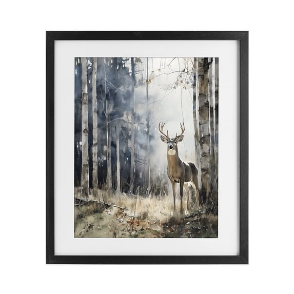 Stupell Industries Farmhouse Deer In The Woods Black Framed Print Under Glass, 13 x 16, by Franklyn Gregory