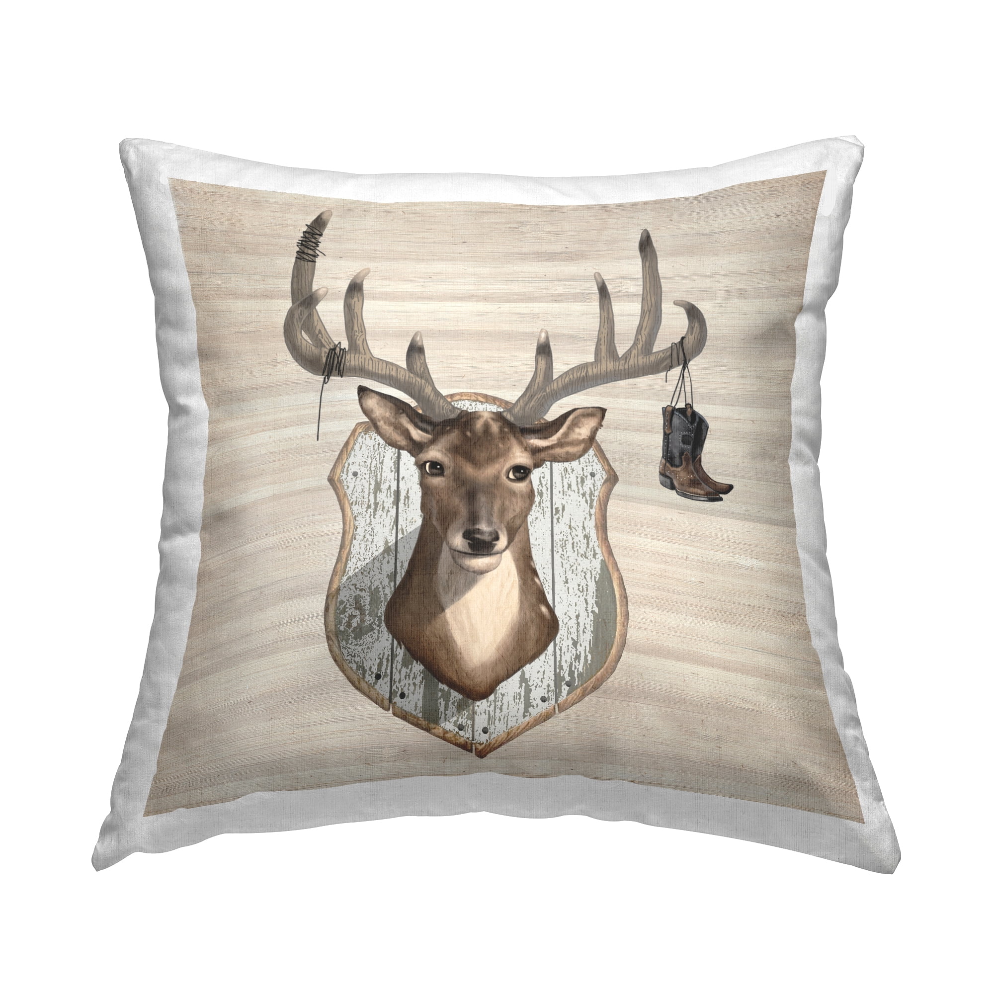 Stupell Industries Deer Mount Cowboy Boots Printed Throw Pillow Design by Lucca Sheppard
