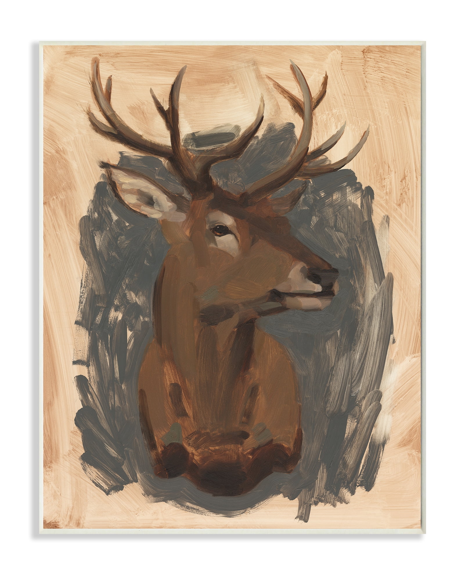 Stupell Industries Deer Portrait Brown Grey Animal Painting Unframed Art Print Wall Art, 13x19, by Jacob Green