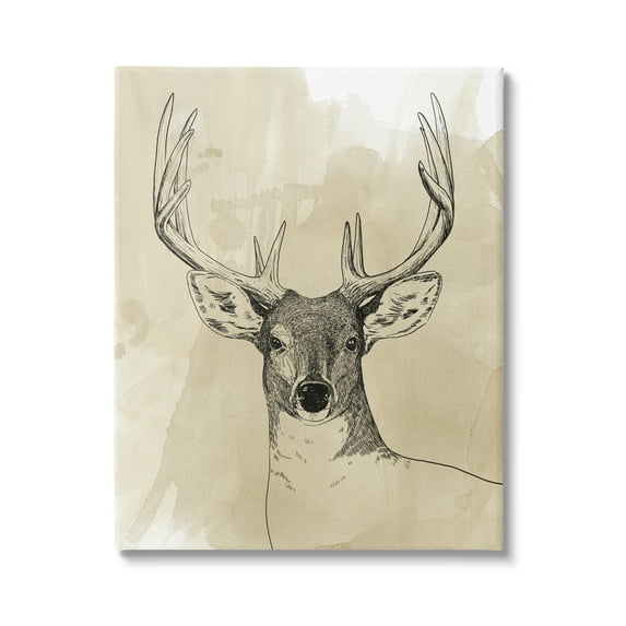 Stupell Industries Deer Portrait Drawing Animals & Insects Drawing Gallery Wrapped Canvas Print Wall Art, 30 x 40