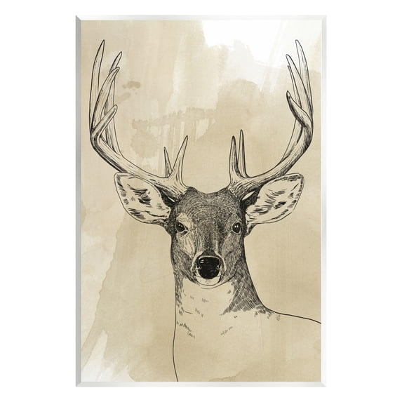 Stupell Industries Deer Portrait Drawing Animals & Insects Drawing Unframed Art Print Wall Art, 10 x 15