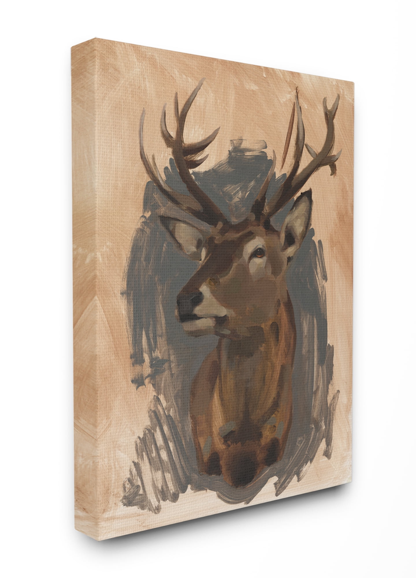 Stupell Industries Deer Portrait Gray Brown Animal Painting Canvas Wall Art by Jacob Green