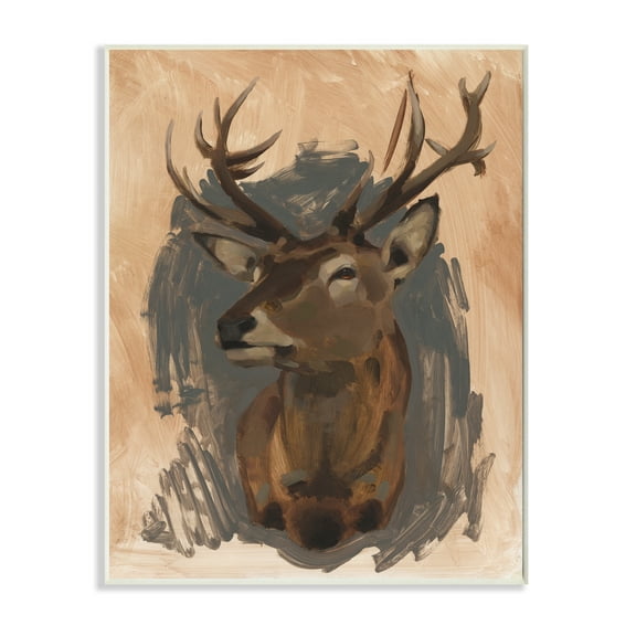 Stupell Industries Deer Portrait Grey Brown Animal Painting Unframed Art Print Wall Art, 10x15, by Jacob Green