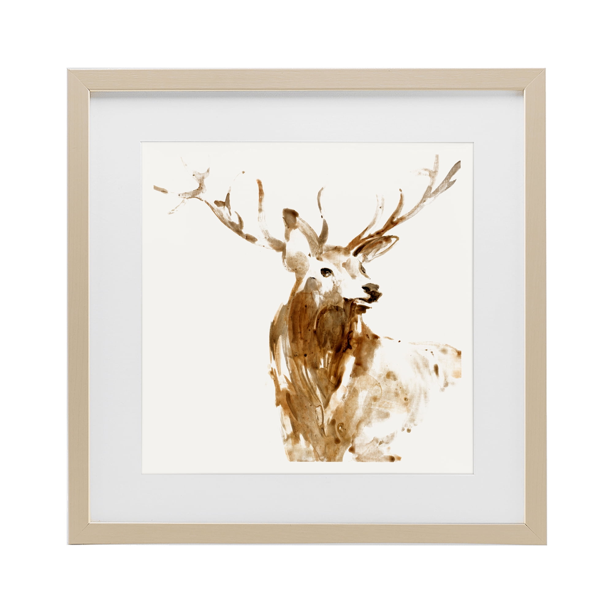 Stupell Industries Deer Portrait Head Shot Birch Framed Print Under Glass, design by Lorenzo Collective
