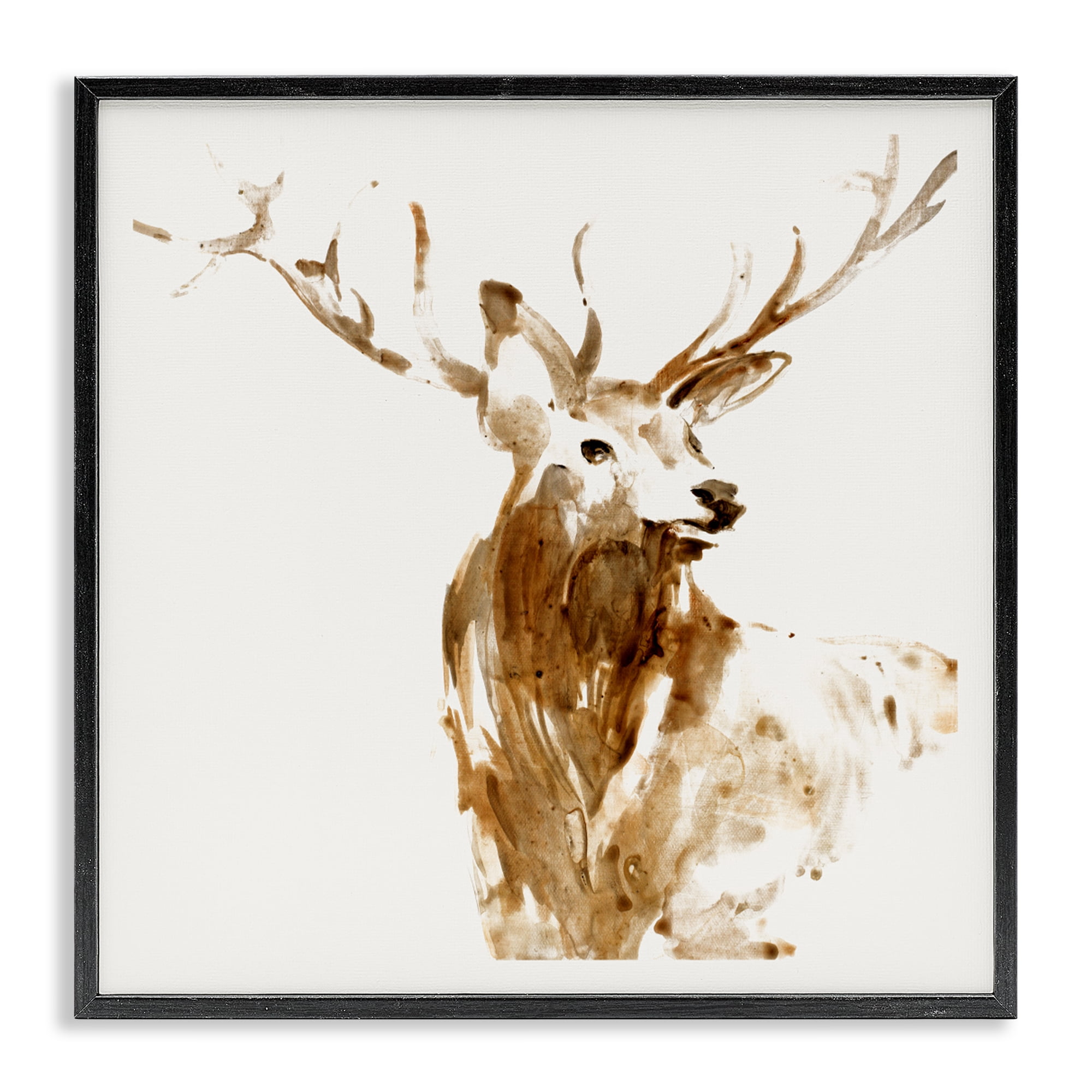 Stupell Industries Deer Portrait Head Shot Black Framed Giclee Art, design by Lorenzo Collective