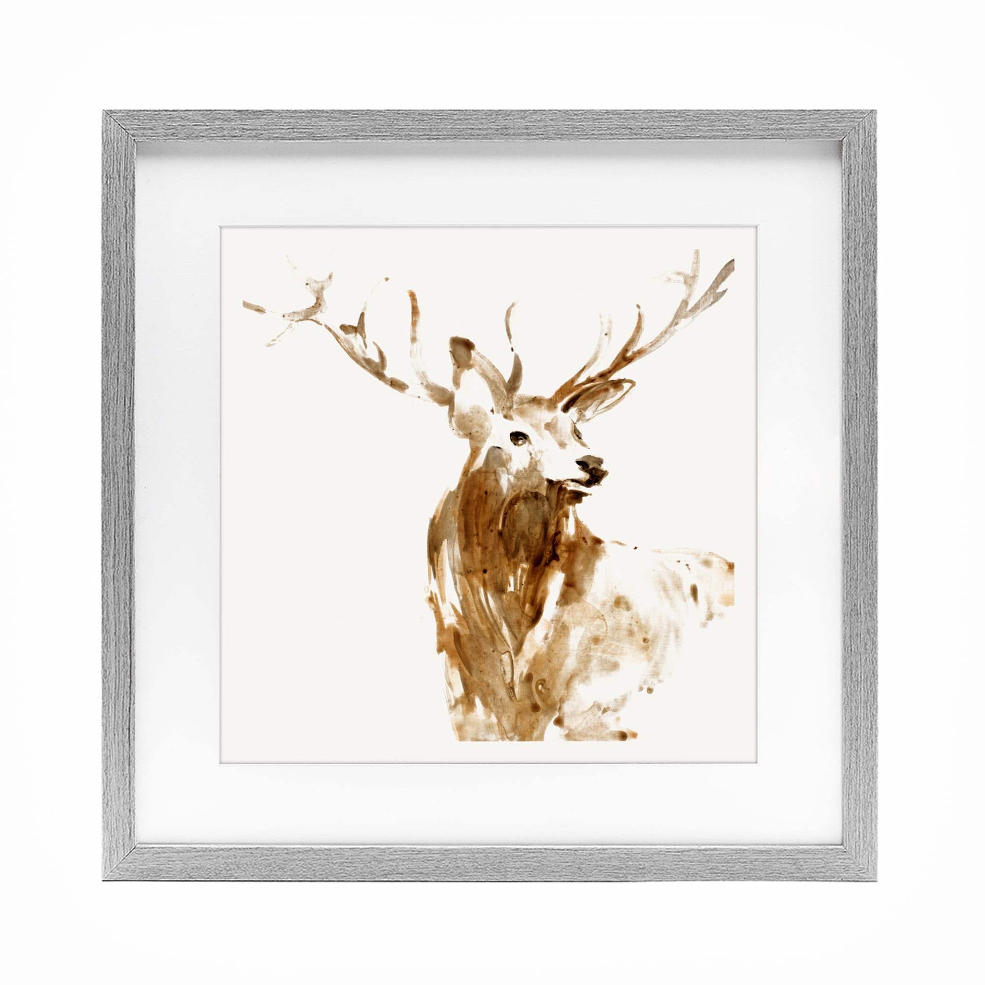 Stupell Industries Deer Portrait Head Shot Gray Framed Print Under Glass, design by Lorenzo Collective