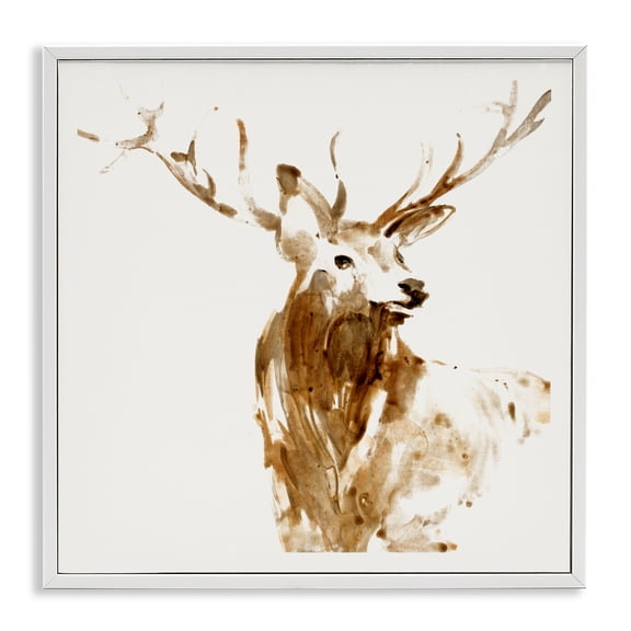 Stupell Industries Deer Portrait Head Shot White Framed Giclee Art, design by Lorenzo Collective