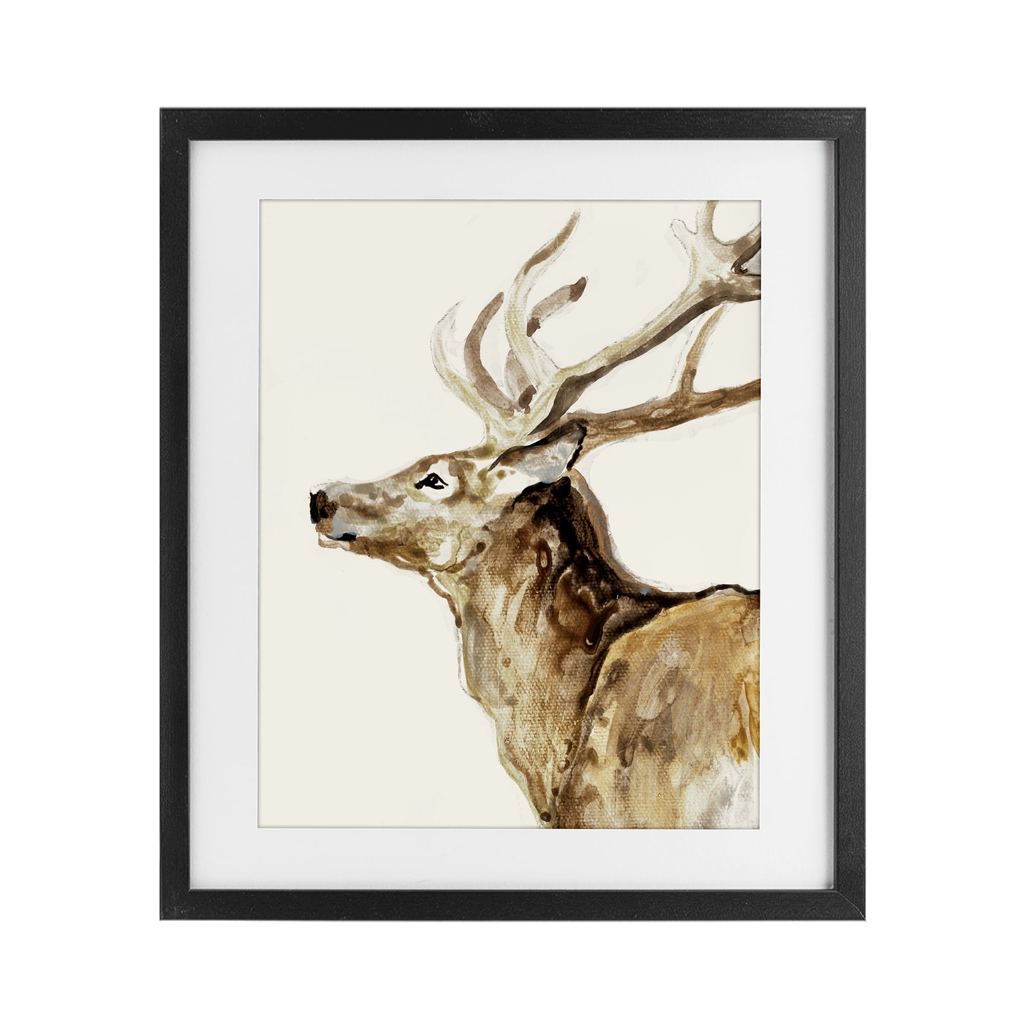 Stupell Industries Deer Portrait Profile View Black Framed Print Under Glass, design by Lorenzo Collective