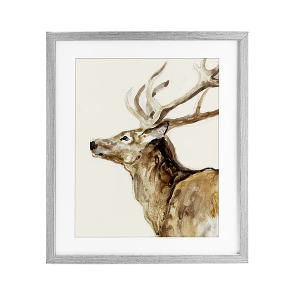 Stupell Industries Deer Portrait Profile View Gray Framed Print Under Glass, design by Lorenzo Collective