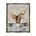 thumbnail image 1 of Stupell Industries Deer Reading Newspaper With Big Glasses Luster Gray Framed Floating Canvas Wall Art, 16x20, by Coco de Paris, 1 of 9