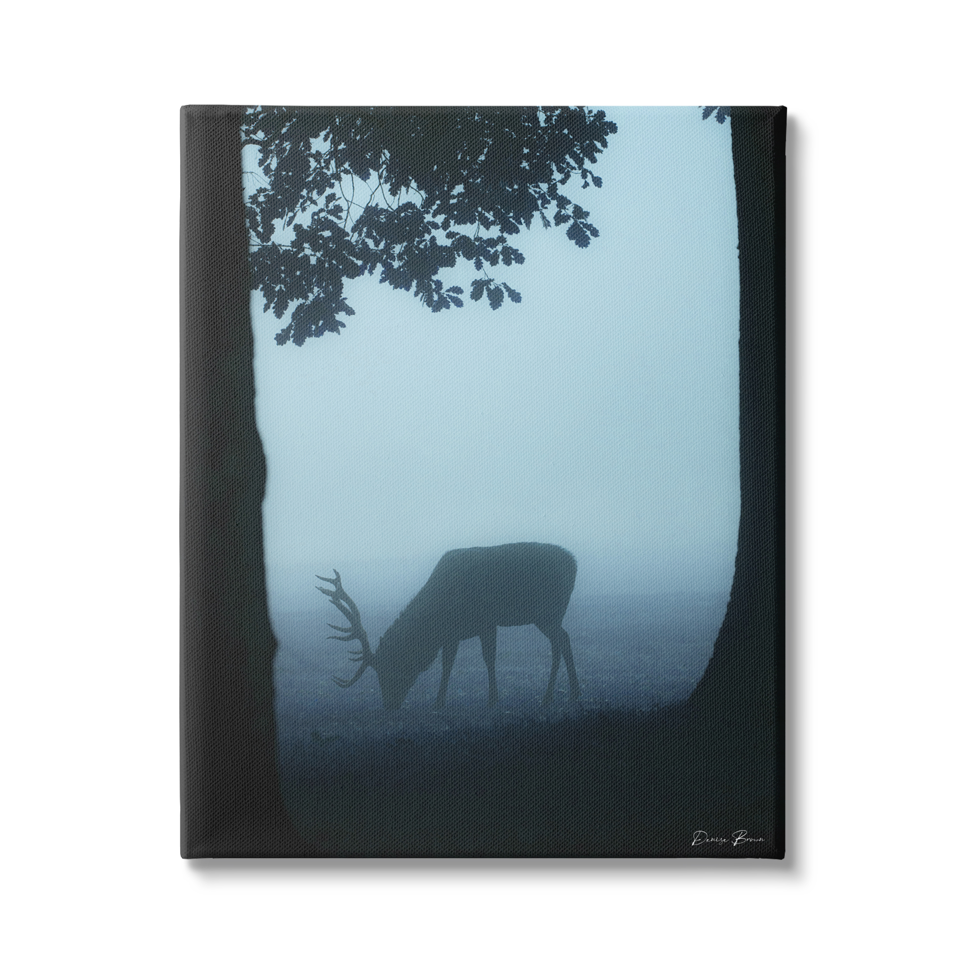 Stupell Industries Deer Silhouette Between Trees Foggy Forest Wildlife Canvas Wall Art, 36 x 48, Design by Denise Brown