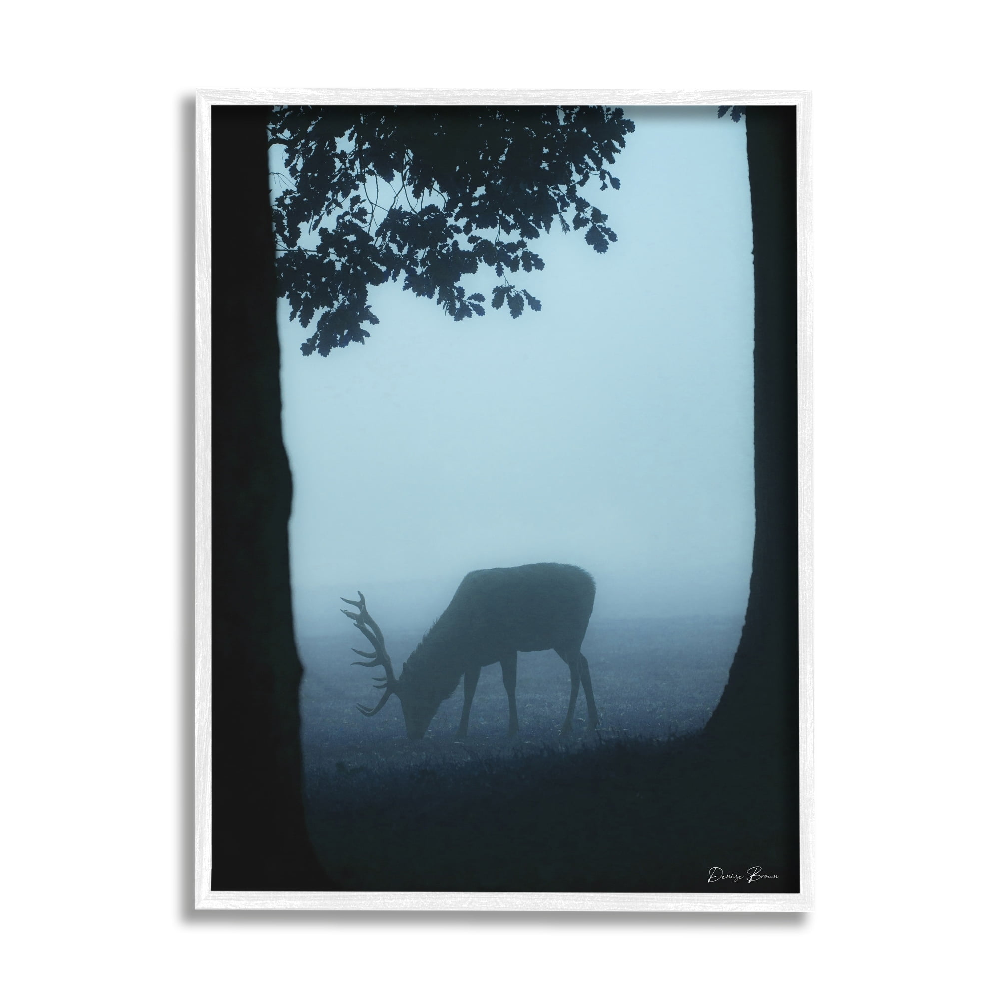 Stupell Industries Deer Silhouette Between Trees Foggy Forest Wildlife Framed Wall Art, 16 x 20, Design by Denise Brown