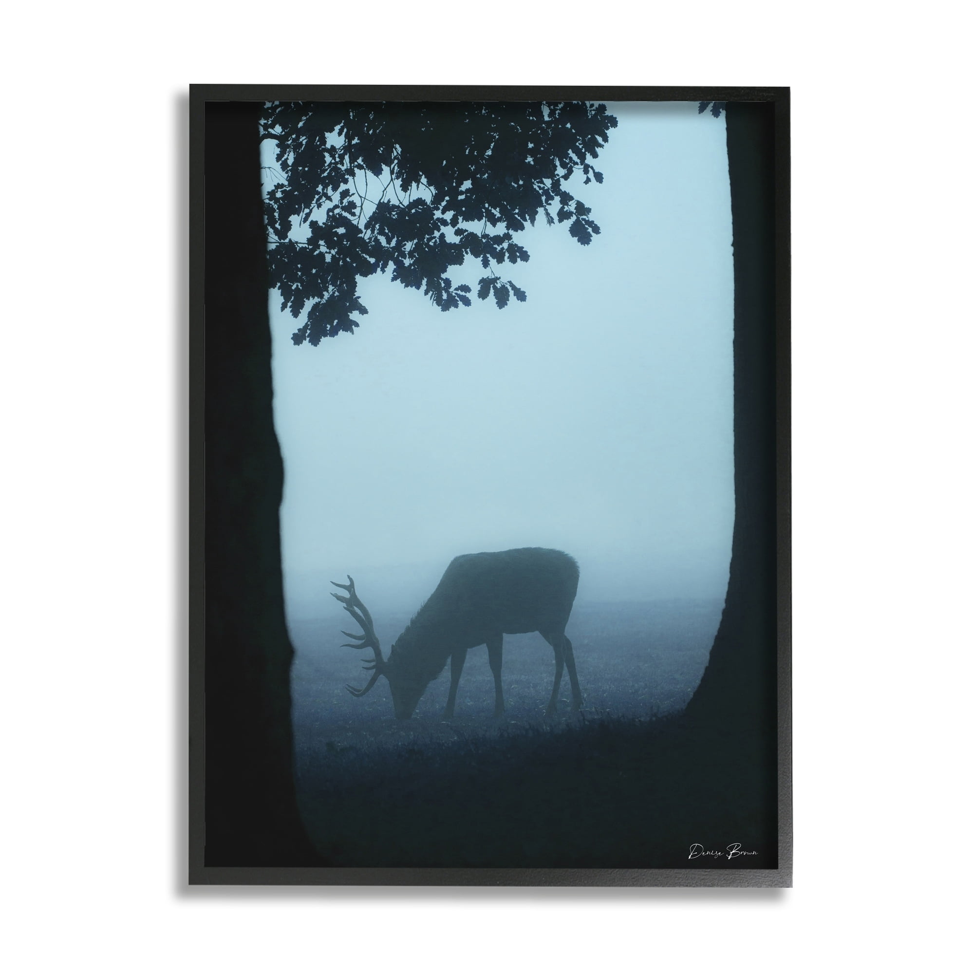 Stupell Industries Deer Silhouette Between Trees Foggy Forest Wildlife Framed Wall Art, 24 x 30, Design by Denise Brown