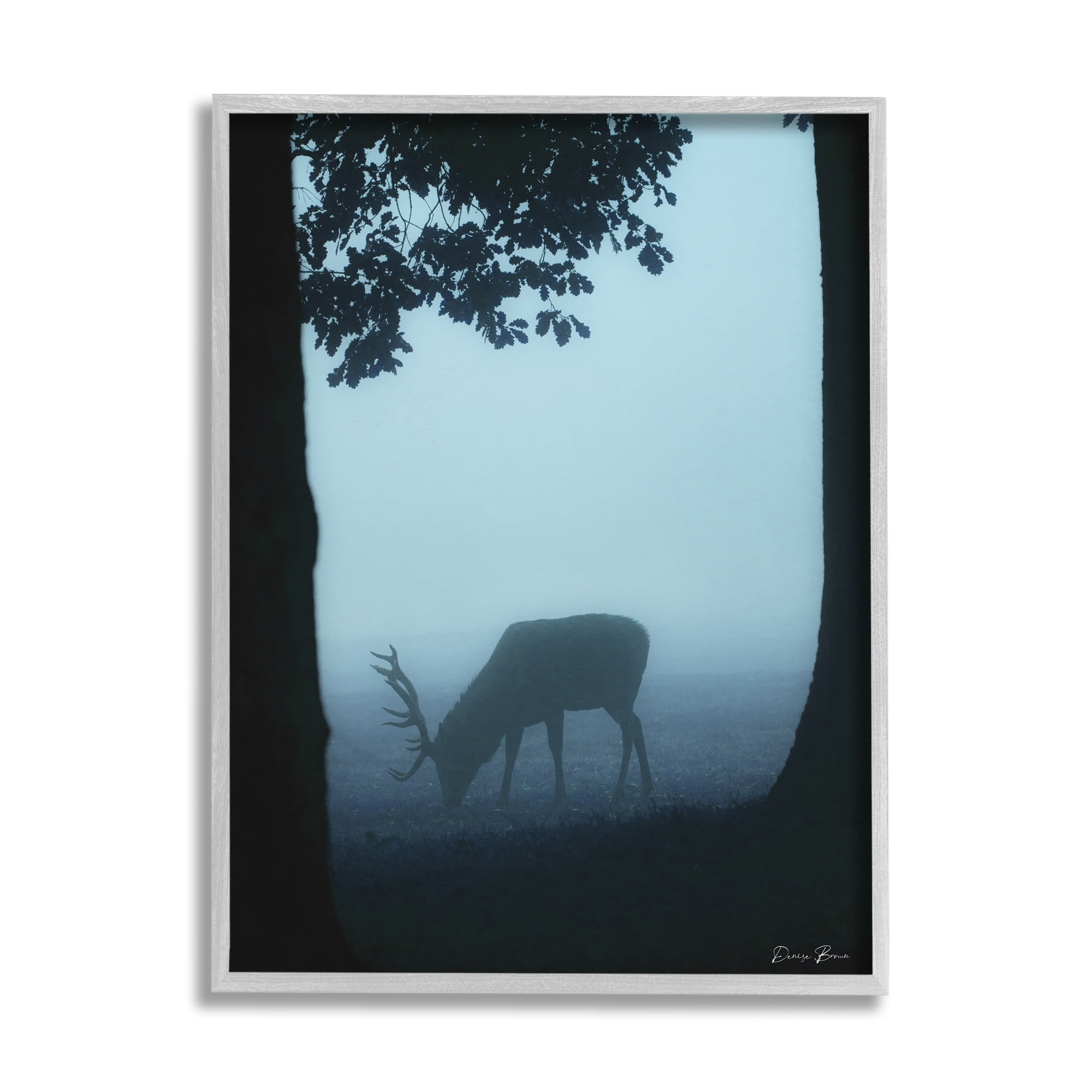Stupell Industries Deer Silhouette Between Trees Foggy Forest Wildlife Framed Wall Art, 24 x 30, Design by Denise Brown
