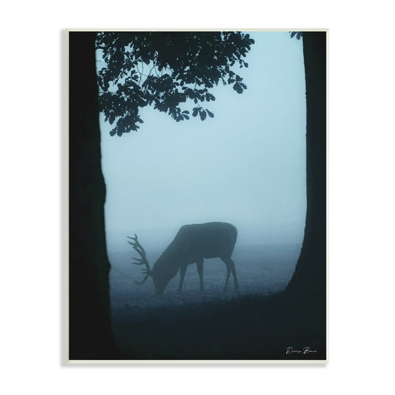 Stupell Industries Deer Silhouette Between Trees Foggy Forest Wildlife Wood Wall Art, 13 x 19, Design by Denise Brown