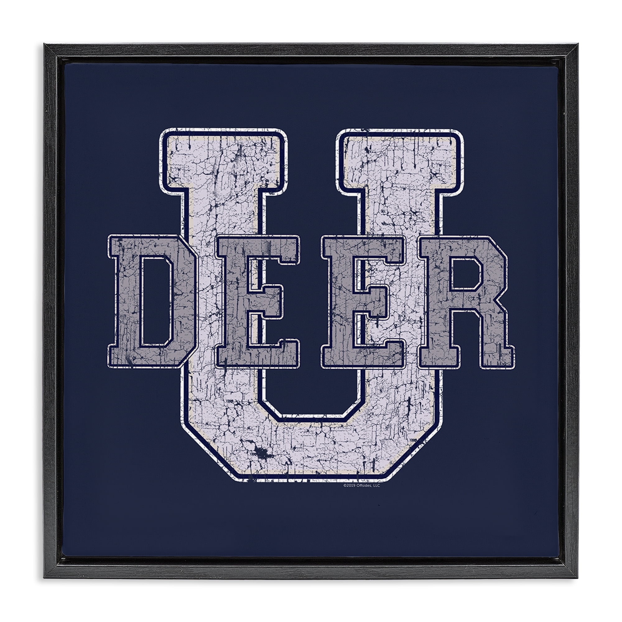 Stupell Industries Deer U College Varsity Novelty & Humor Painting Black Floater Framed Canvas Art Print Wall Art, 25 x 25