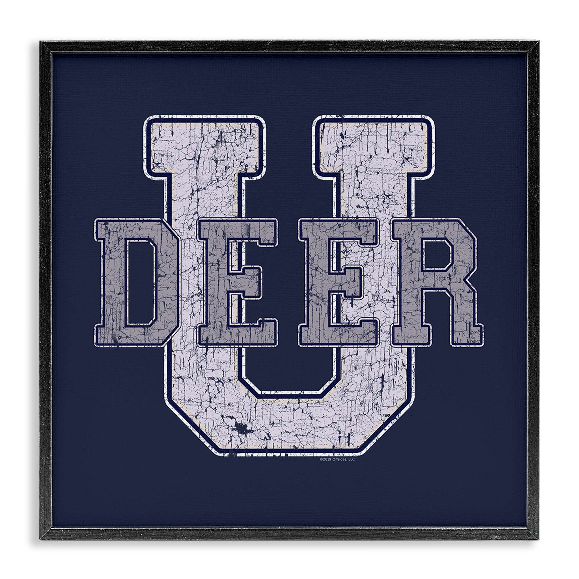 Stupell Industries Deer U College Varsity Novelty & Humor Painting Black Framed Art Print Wall Art, 17 x 17