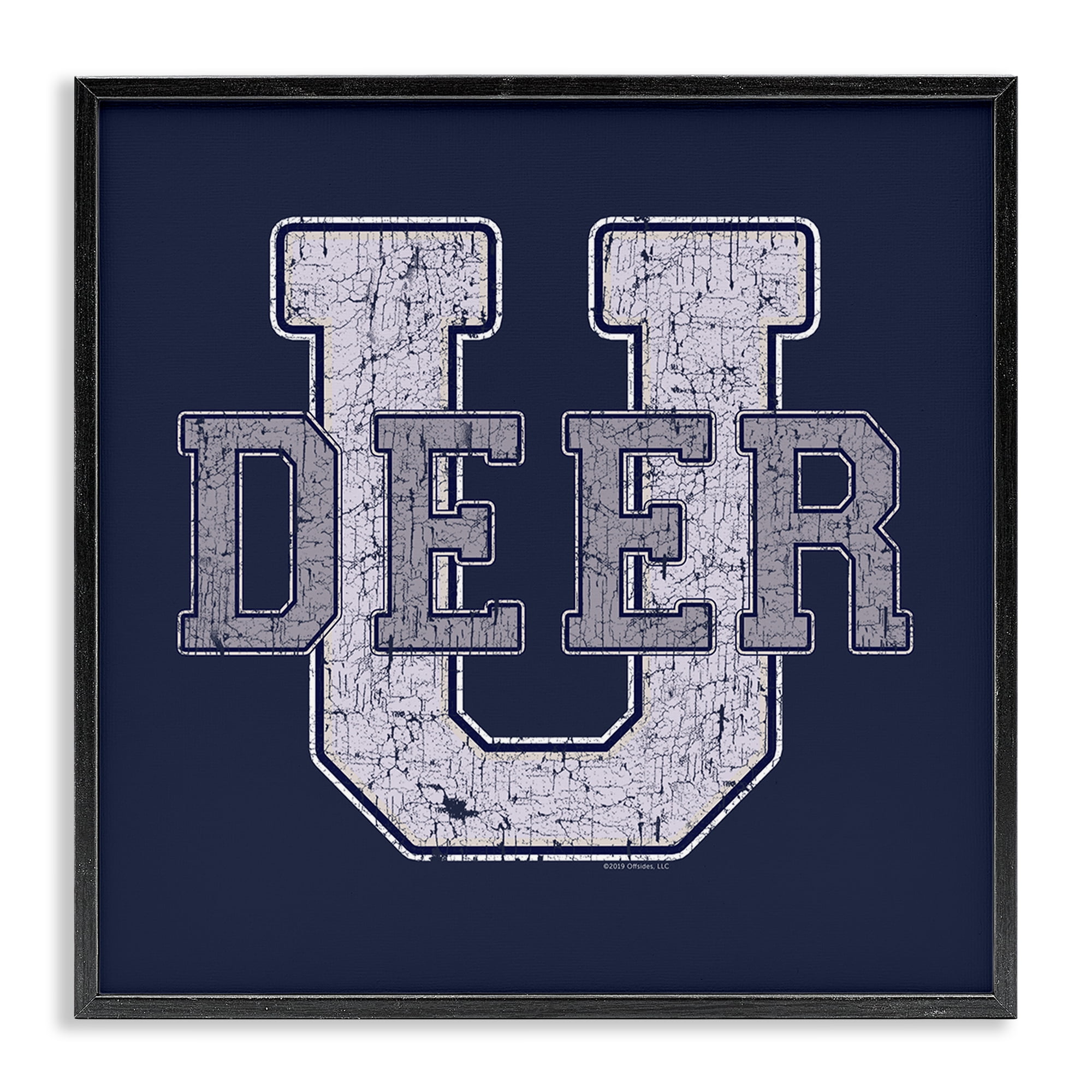 Stupell Industries Deer U College Varsity Novelty & Humor Painting Black Framed Art Print Wall Art, 24 x 24