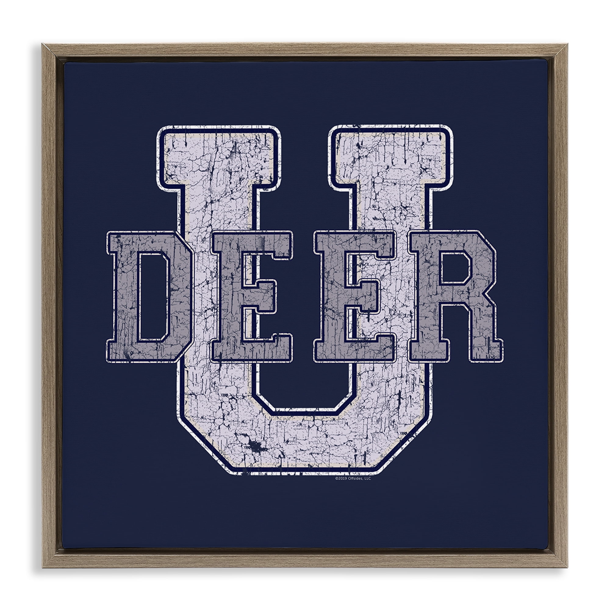 Stupell Industries Deer U College Varsity Novelty & Humor Painting Brown Floater Framed Canvas Art Print Wall Art, 18 x 18