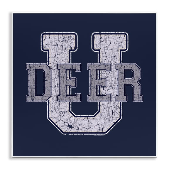 Stupell Industries Deer U College Varsity Novelty & Humor Painting Unframed Art Print Wall Art, 12 x 12