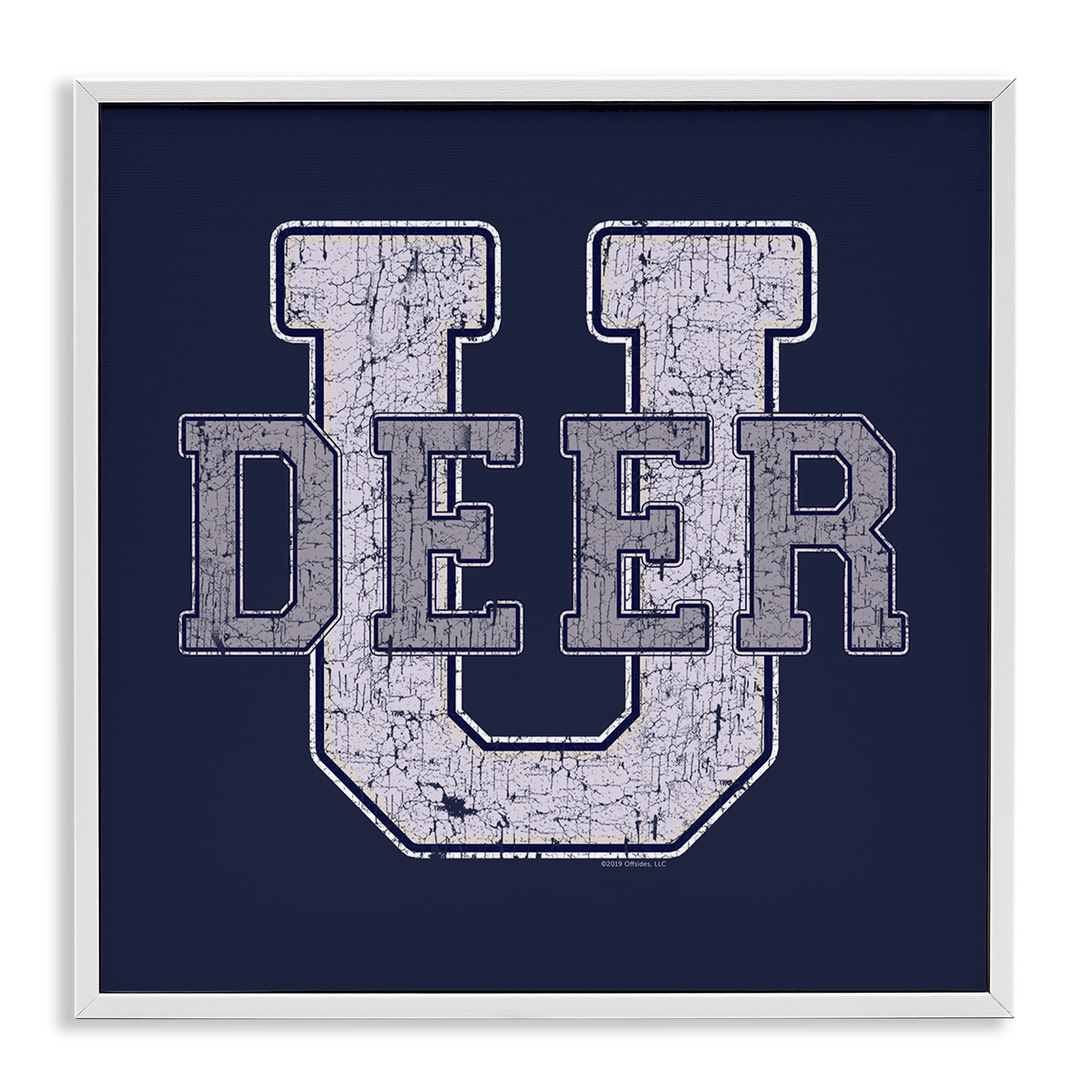 Stupell Industries Deer U College Varsity Novelty & Humor Painting White Framed Art Print Wall Art, 24 x 24