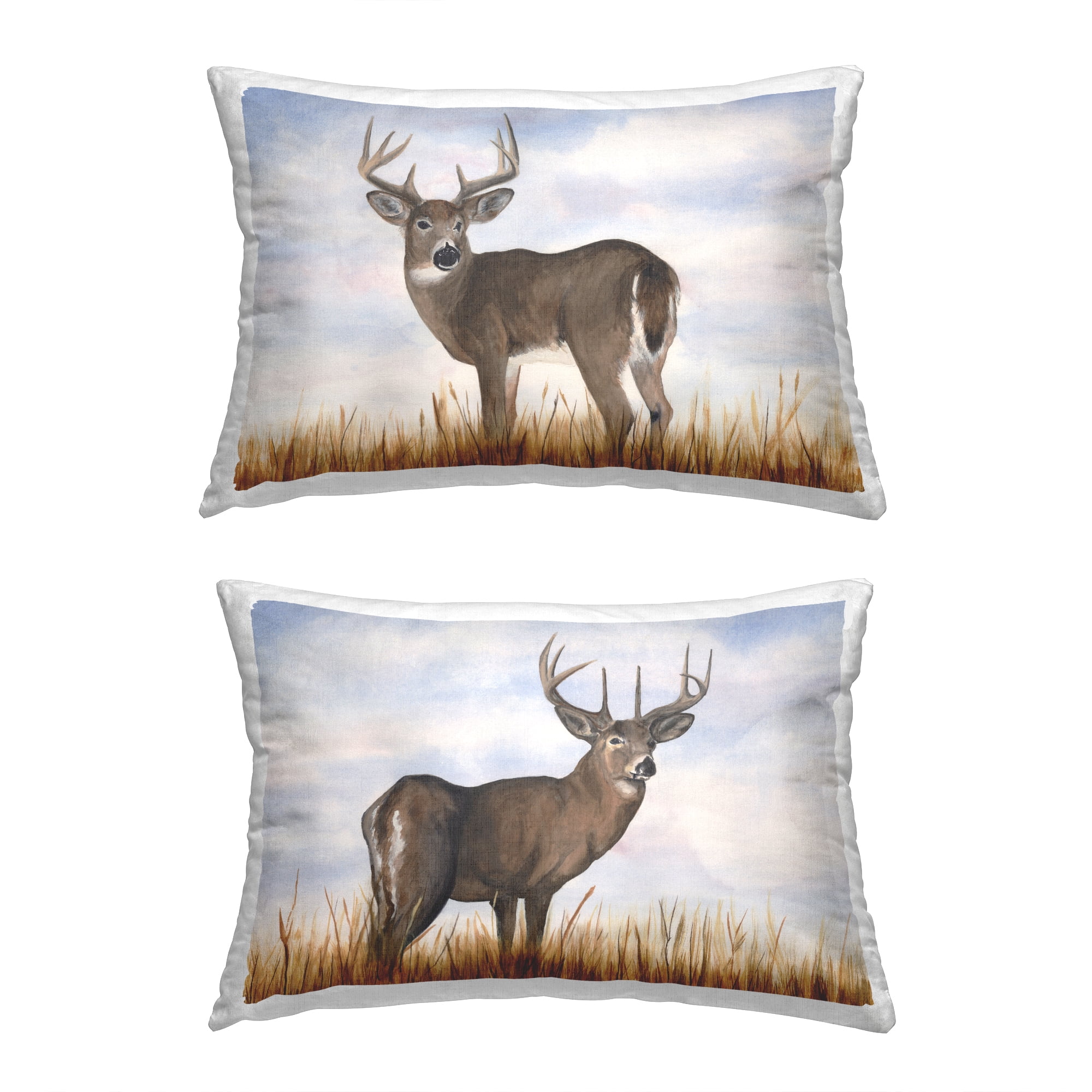 Stupell Industries Deer Wildlife in Nature 2 Piece Decorative Printed Throw Pillow Set, 14 x 20