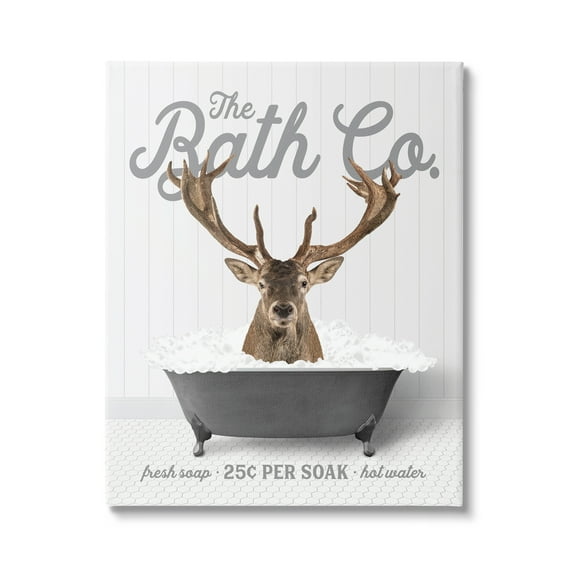 Stupell Industries Deer in Bubble Bath Animals & Insects Painting Gallery Wrapped Canvas Print Wall Art, 16 x 20