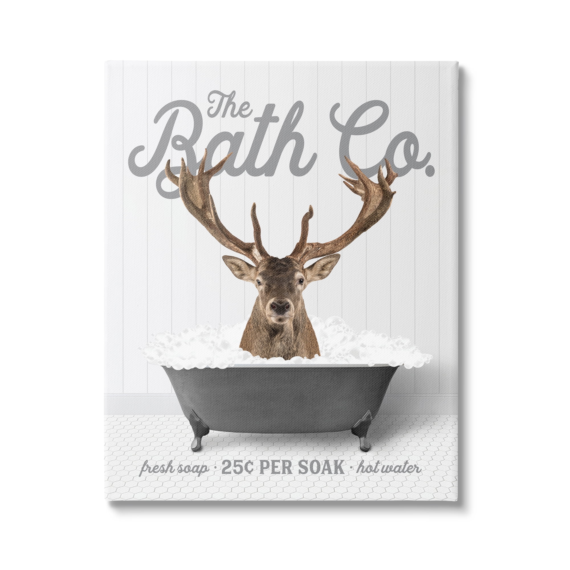 Stupell Industries Deer in Bubble Bath Animals & Insects Painting Gallery Wrapped Canvas Print Wall Art, 30 x 40