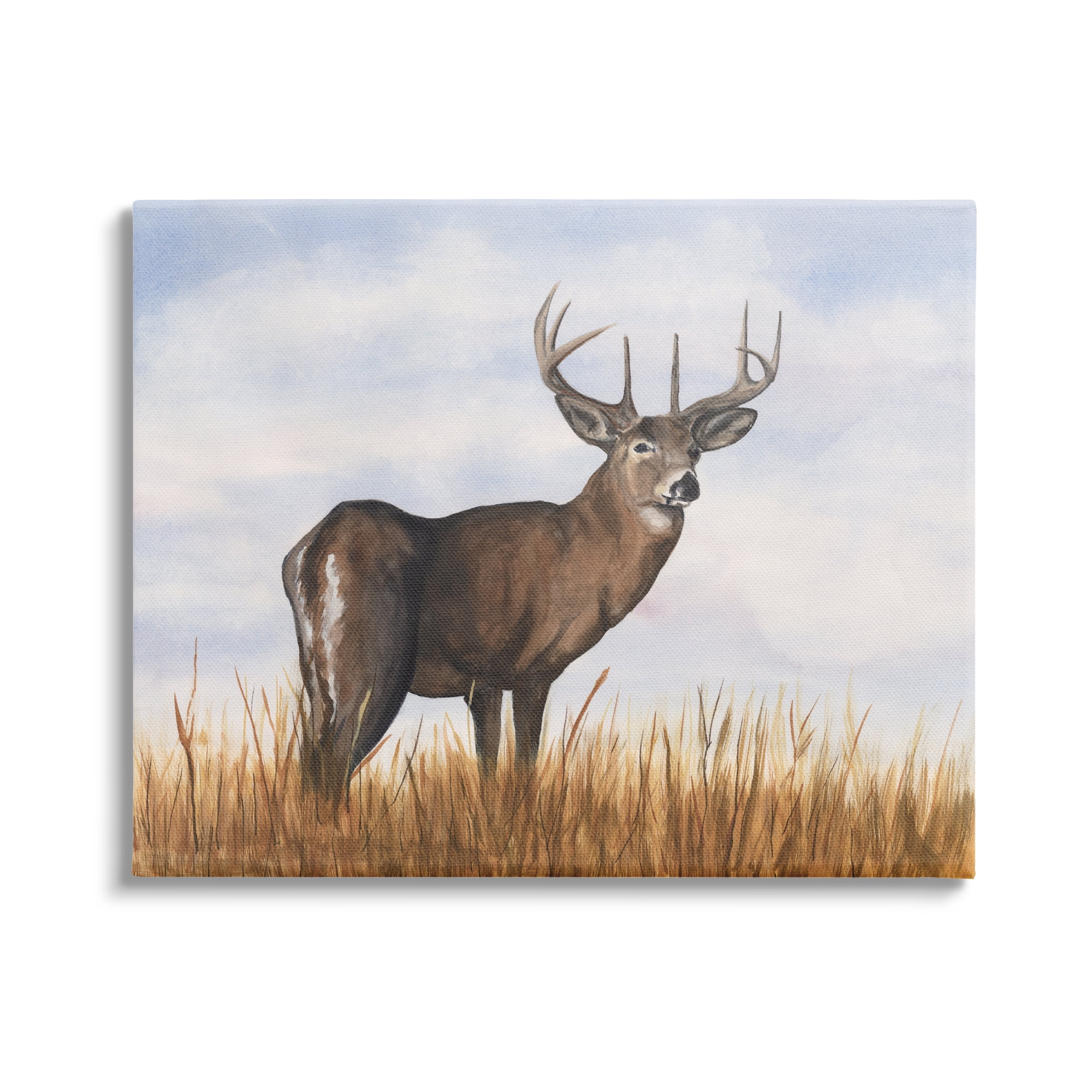 Stupell Industries Deer in Cloudy Landscape Animals & Insects Painting Gallery Wrapped Canvas Art Print Wall Art, 40 x 30