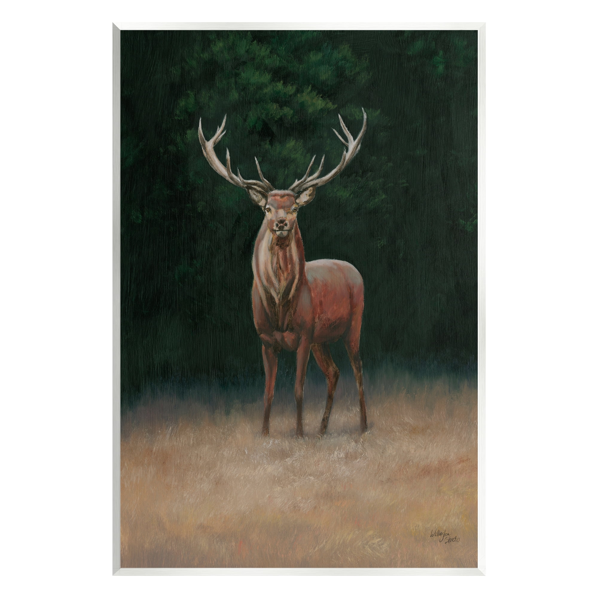 Stupell Industries Deer in Forest Clearing Animals & Insects Painting Unframed Art Print Wall Art, 13 x 19