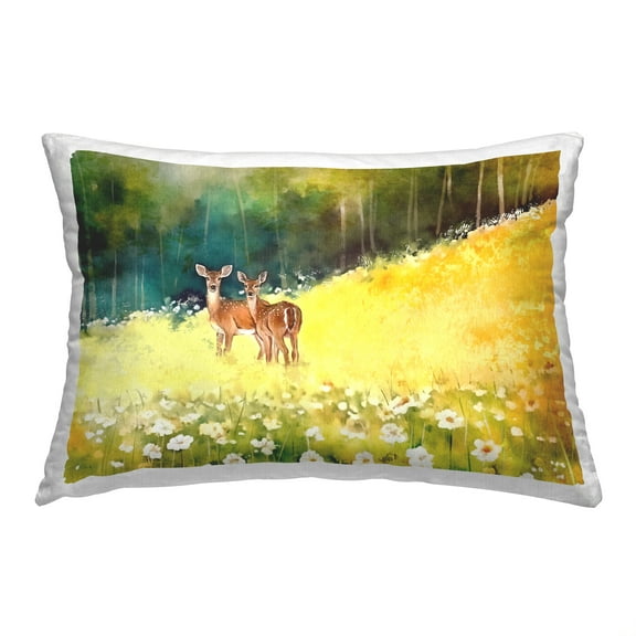 Stupell Industries Deer in Forest Meadow Decorative Printed Throw Pillow, 14 x 20