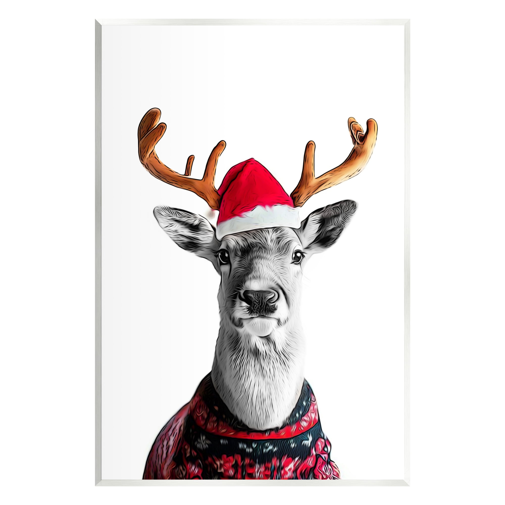 Stupell Industries Deer in Holiday Sweater Holiday Painting Unframed Art Print Wall Art, 10 x 15
