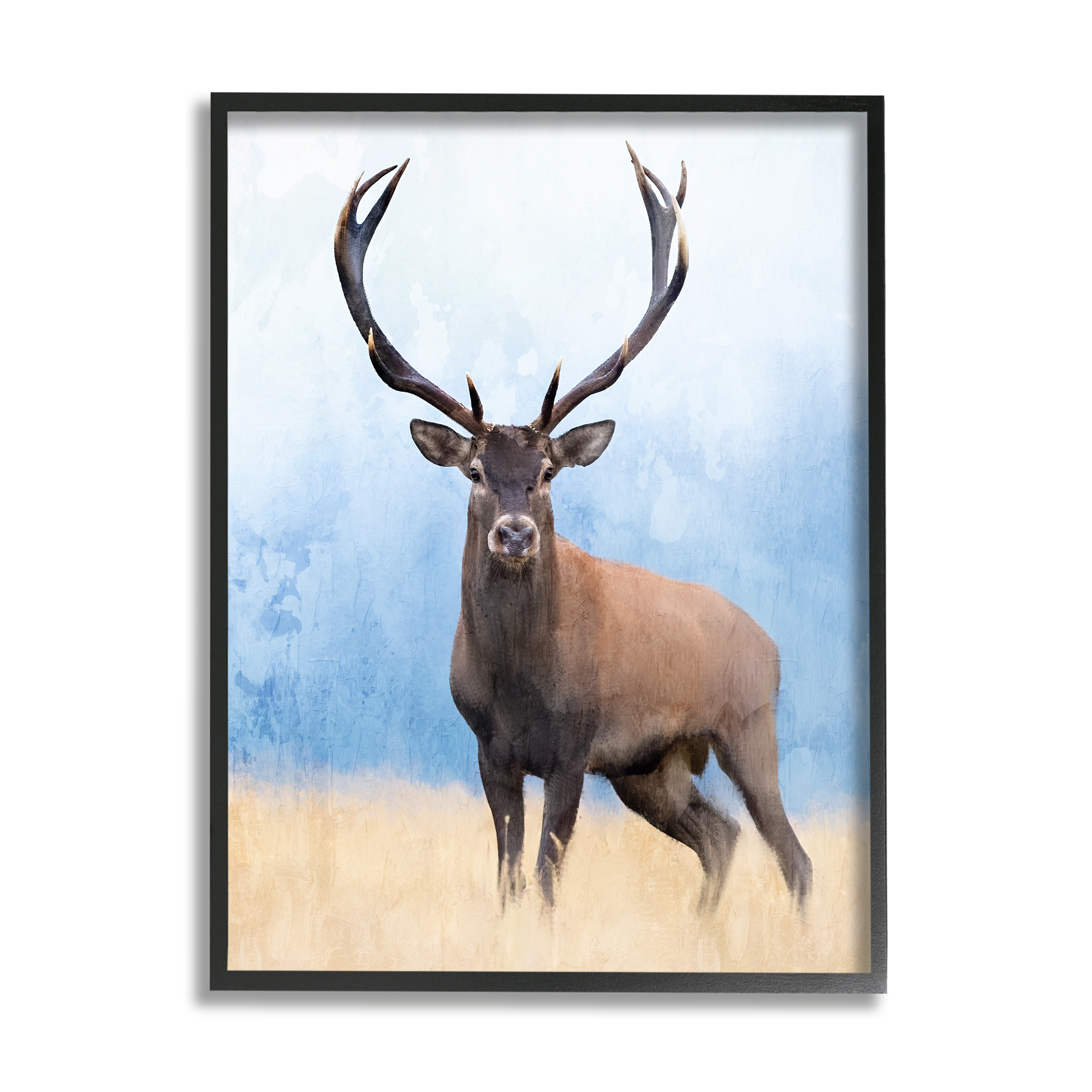 Stupell Industries Deer in Open Field Animals & Insects Painting Black Framed Art Print Wall Art, 11 x 14