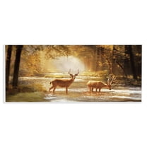 Stupell Industries Deer in Sunlit Grove Landscape Painting Unframed Art Print Wall Art, 17 x 7