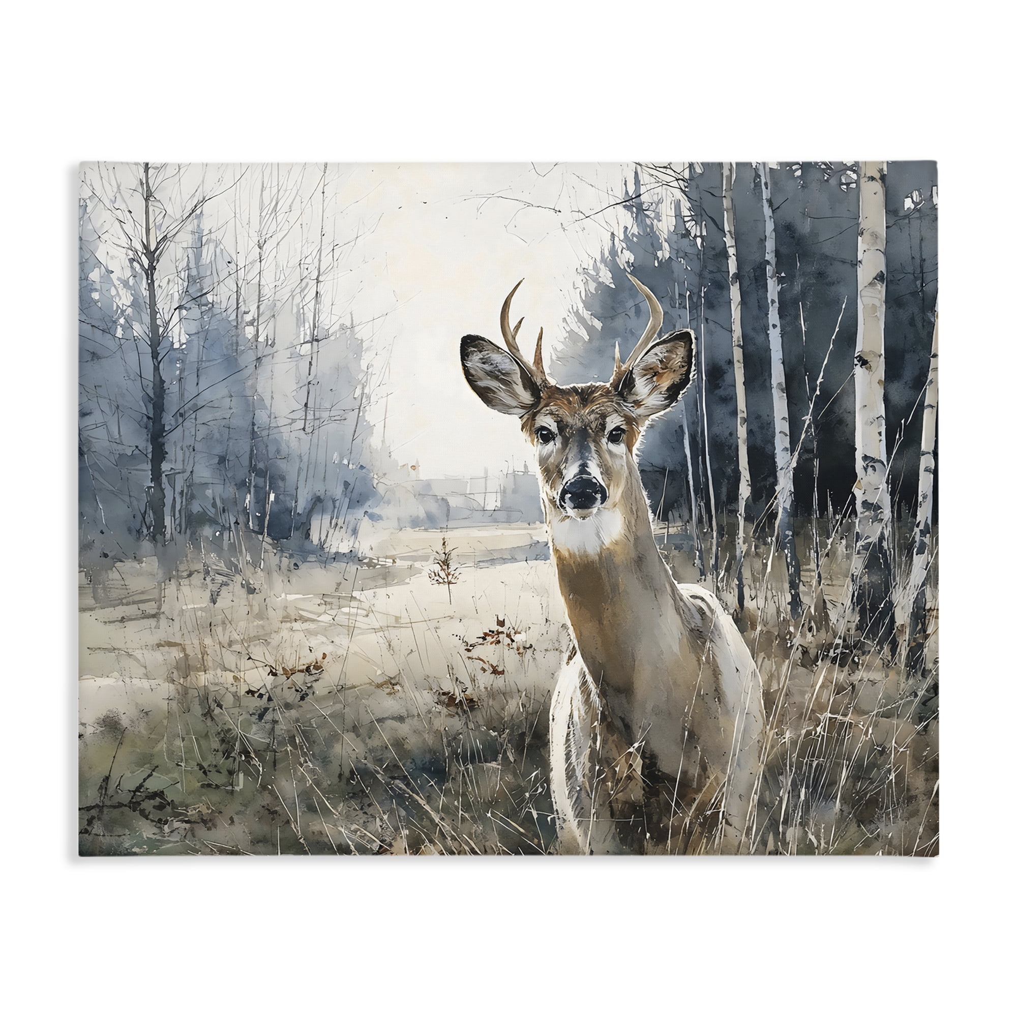Stupell Industries Deer in Winter Wilderness Canvas Wall Art, design by Franklyn Gregory