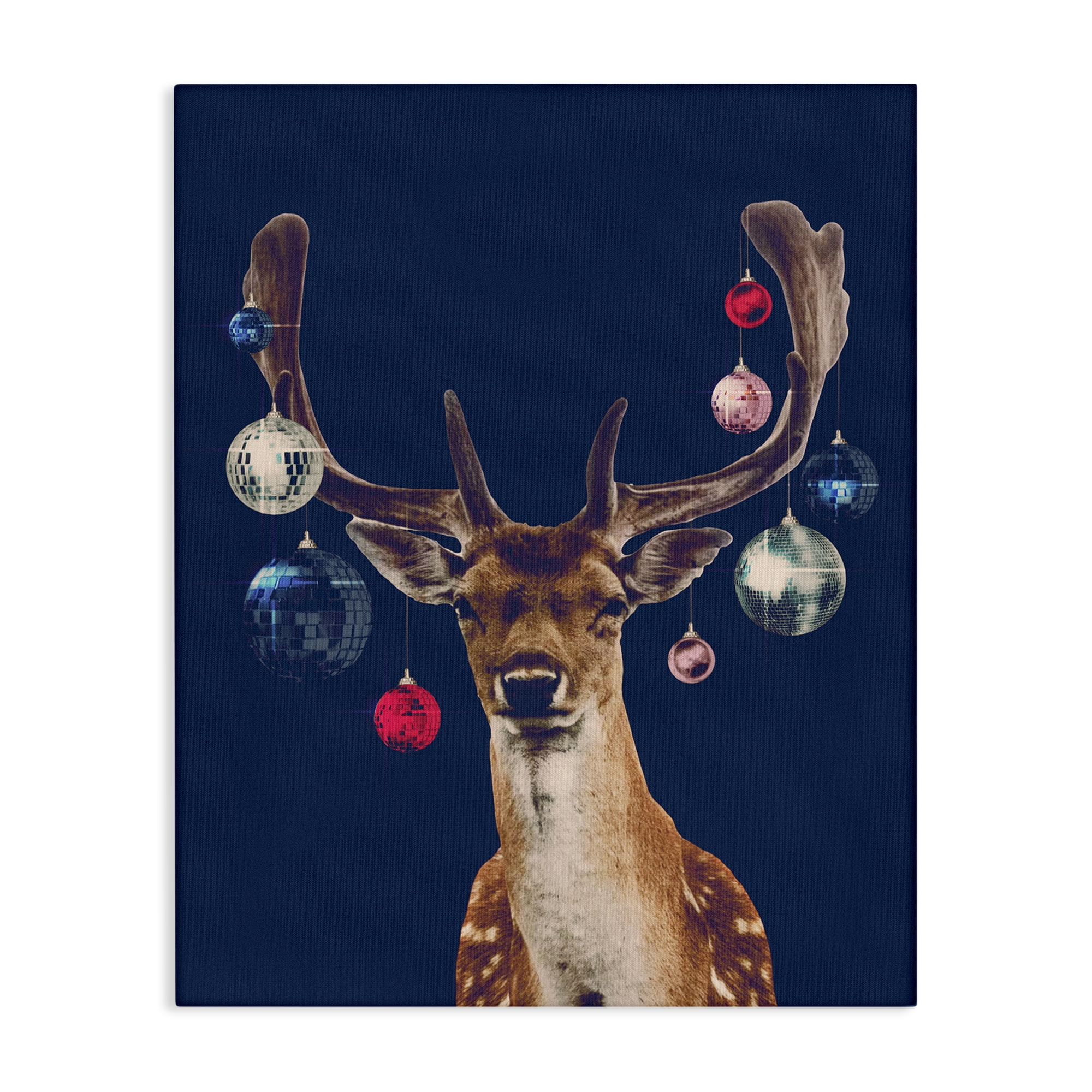 Stupell Industries Deer with Dazzling Ornaments Holiday Painting Gallery Wrapped Canvas Art Print Wall Art, 36 x 48