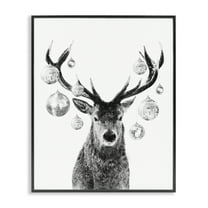 Stupell Industries Deer with Disco Balls Animals & Insects Painting Black Framed Art Print Wall Art, 11 x 14