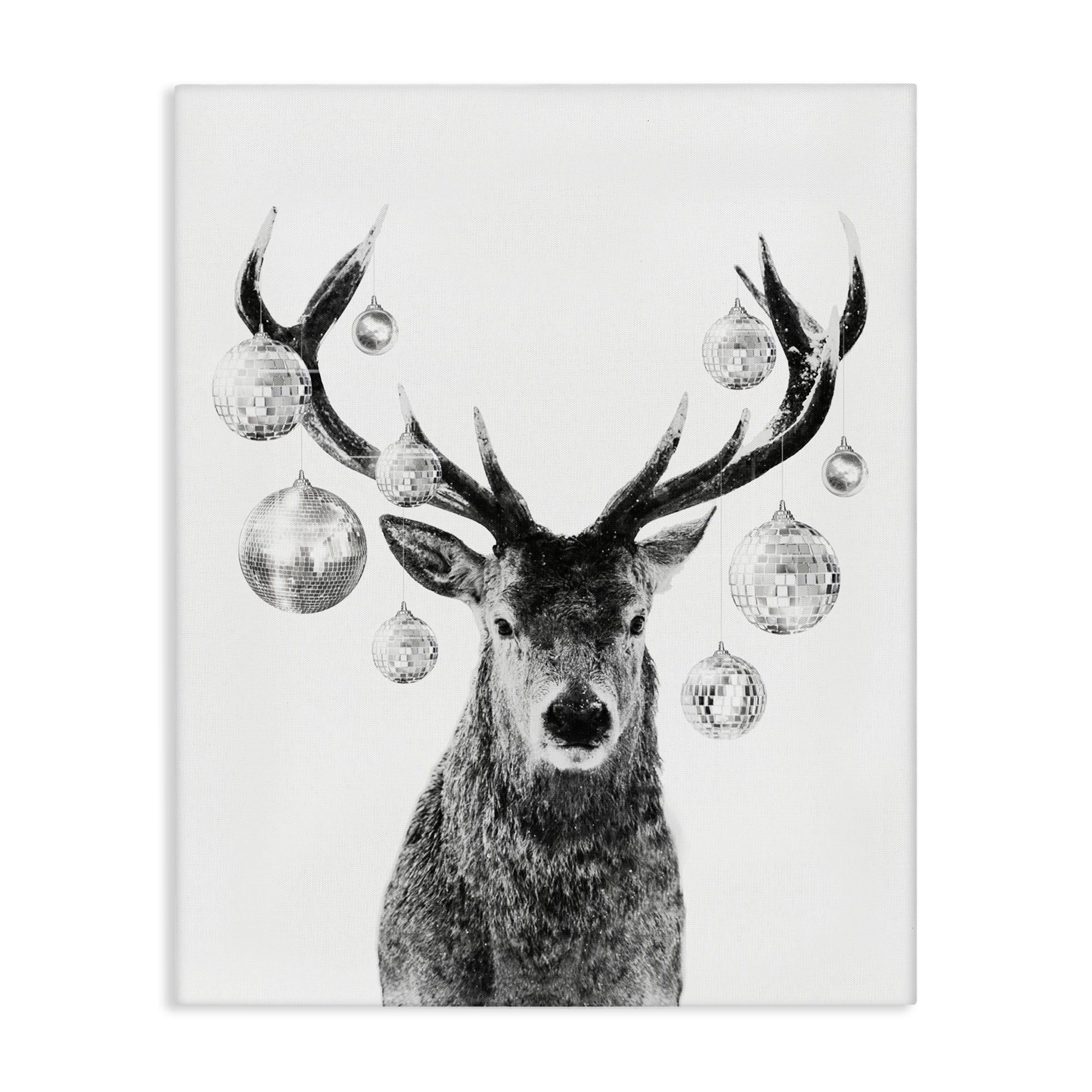 Stupell Industries Deer with Disco Balls Animals & Insects Painting Gallery Wrapped Canvas Art Print Wall Art, 36 x 48