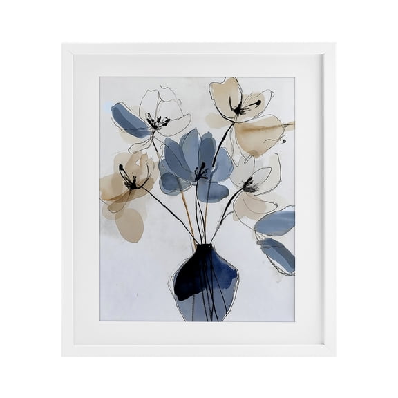 Stupell Industries Deferred Pleasures Abstract Florals White Framed Print Under Glass design by Annabelle Hall, 16 x 13