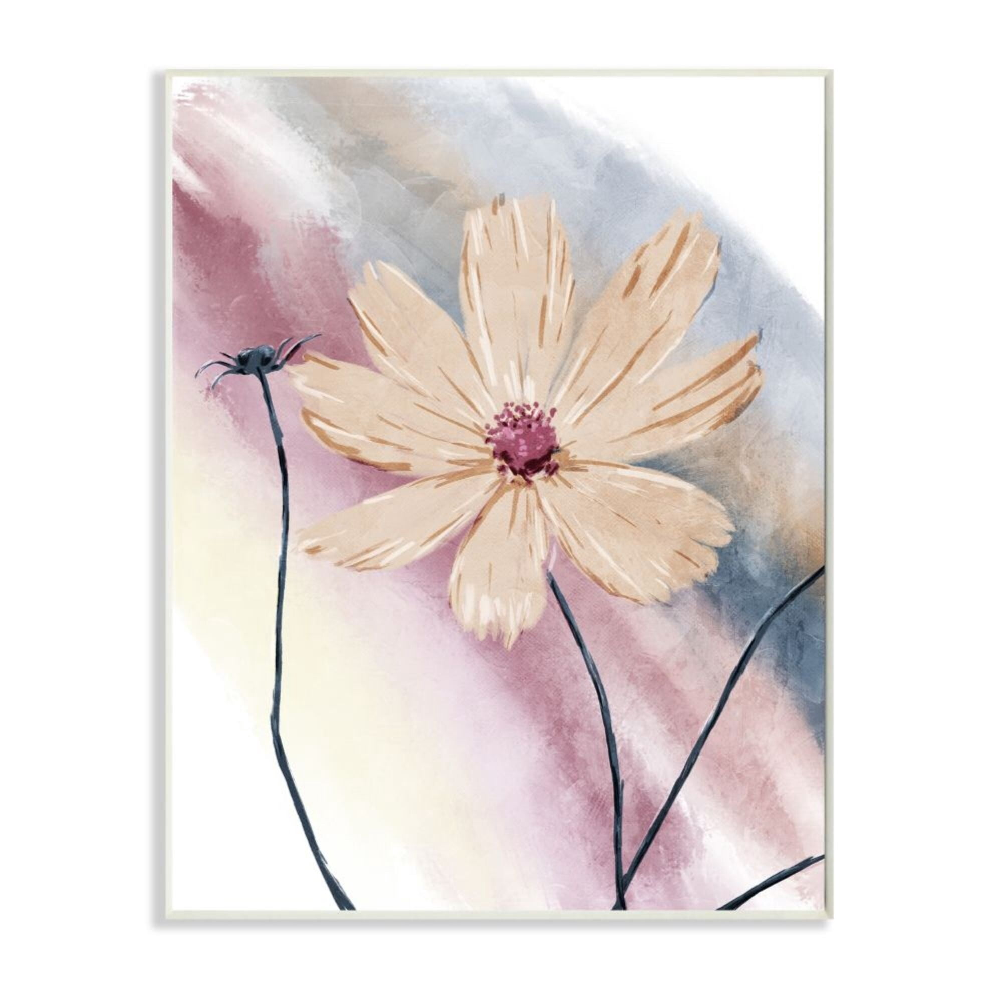 Stupell Industries Defined Beige Floral Soft Muted Rainbow Design by Onrei