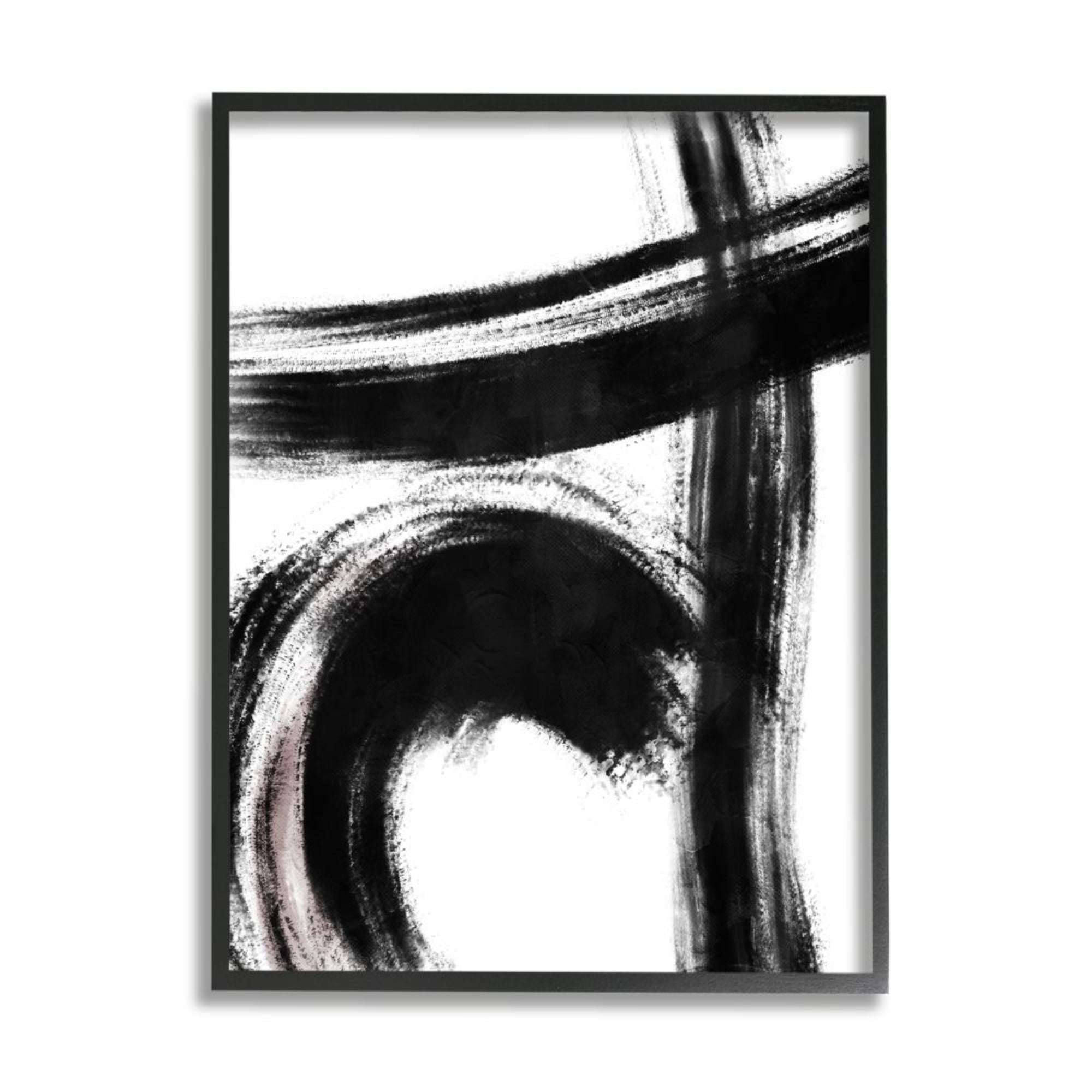 Stupell Industries Defined Black Brush Strokes Small Pink Detail Design by Onrei