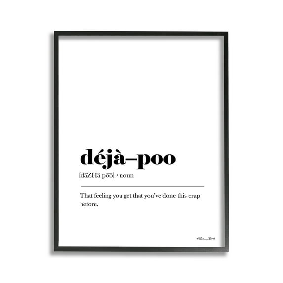 Stupell Industries Deja-Poo Definition Typography Painting Black Framed Art Print Wall Art, 11 x 14