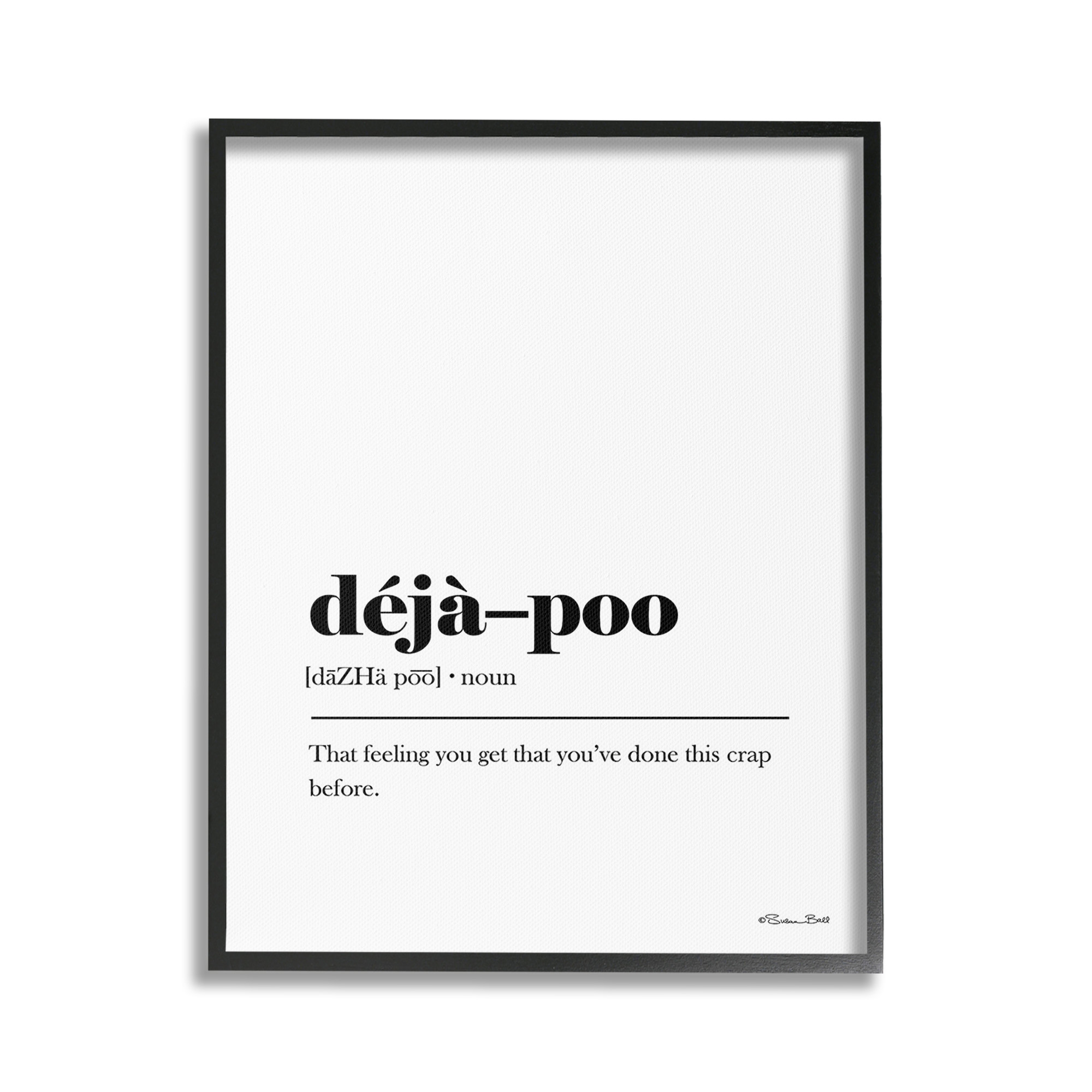Stupell Industries Deja-Poo Definition Typography Painting Black Framed Art Print Wall Art, 16 x 20