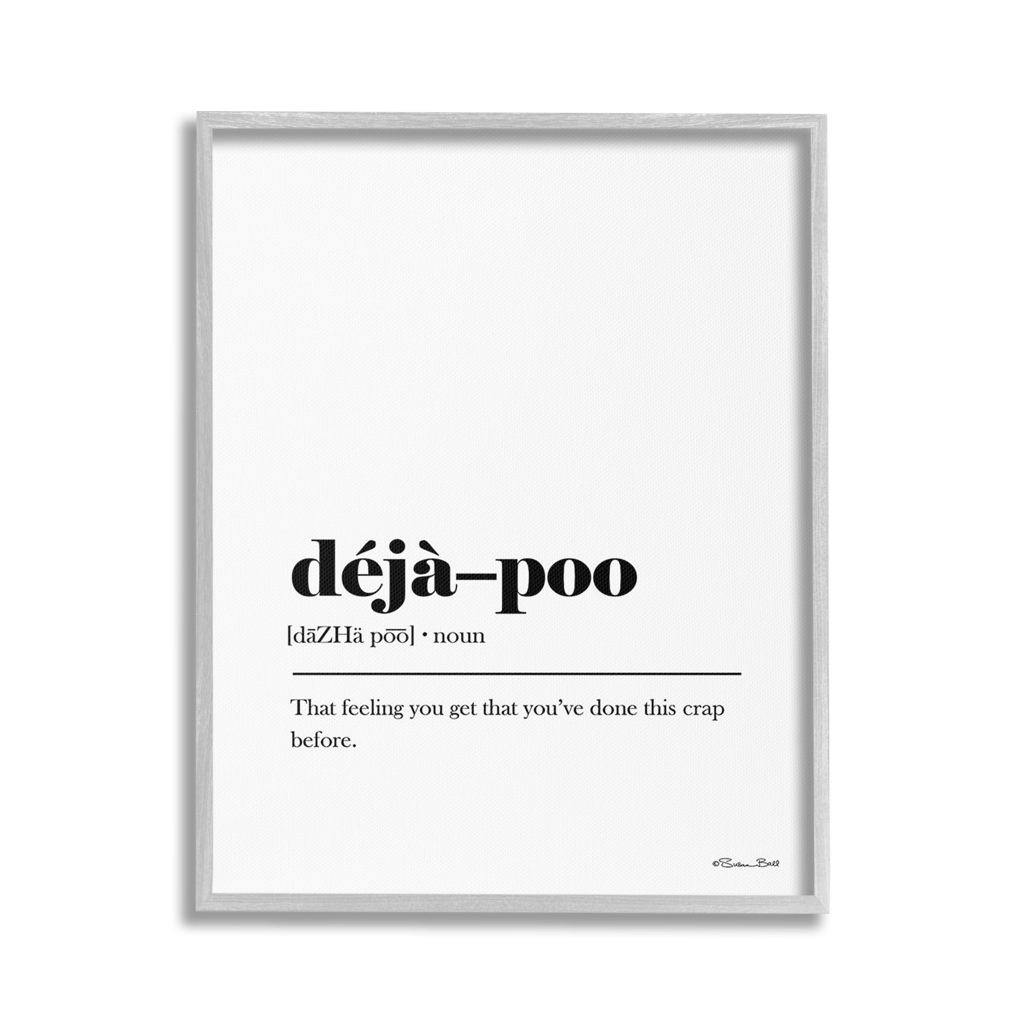 Stupell Industries Deja-Poo Definition Typography Painting Gray Framed Art Print Wall Art, 24 x 30